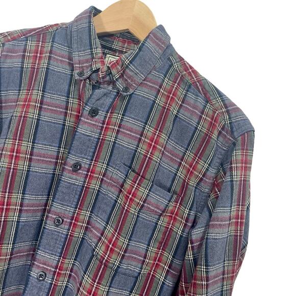 Vintage 90s L.L. Bean Scotch Plaid Flannel Button Up Long Sleeve Shirt Medium - Picture 6 of 10